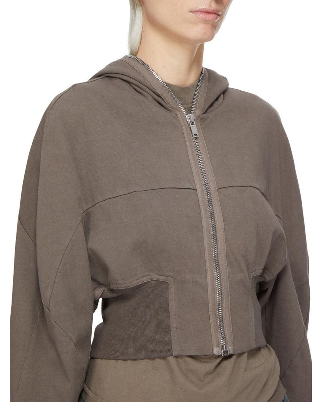 Rick Owens Gray Zip-Up Hoodie