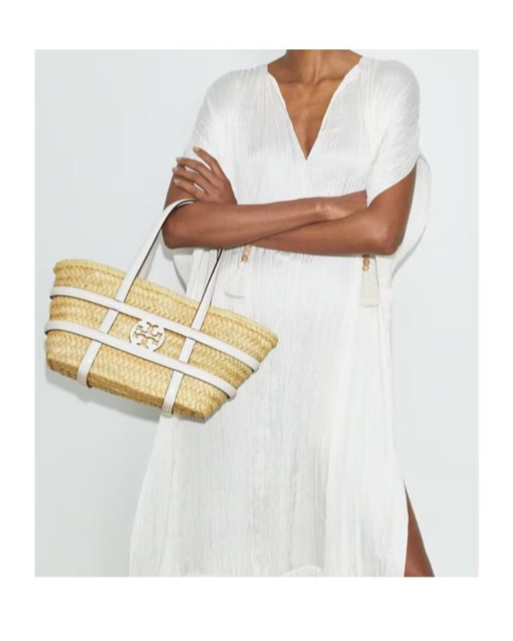 Tory Burch Metallic Small Ella Basket Bag