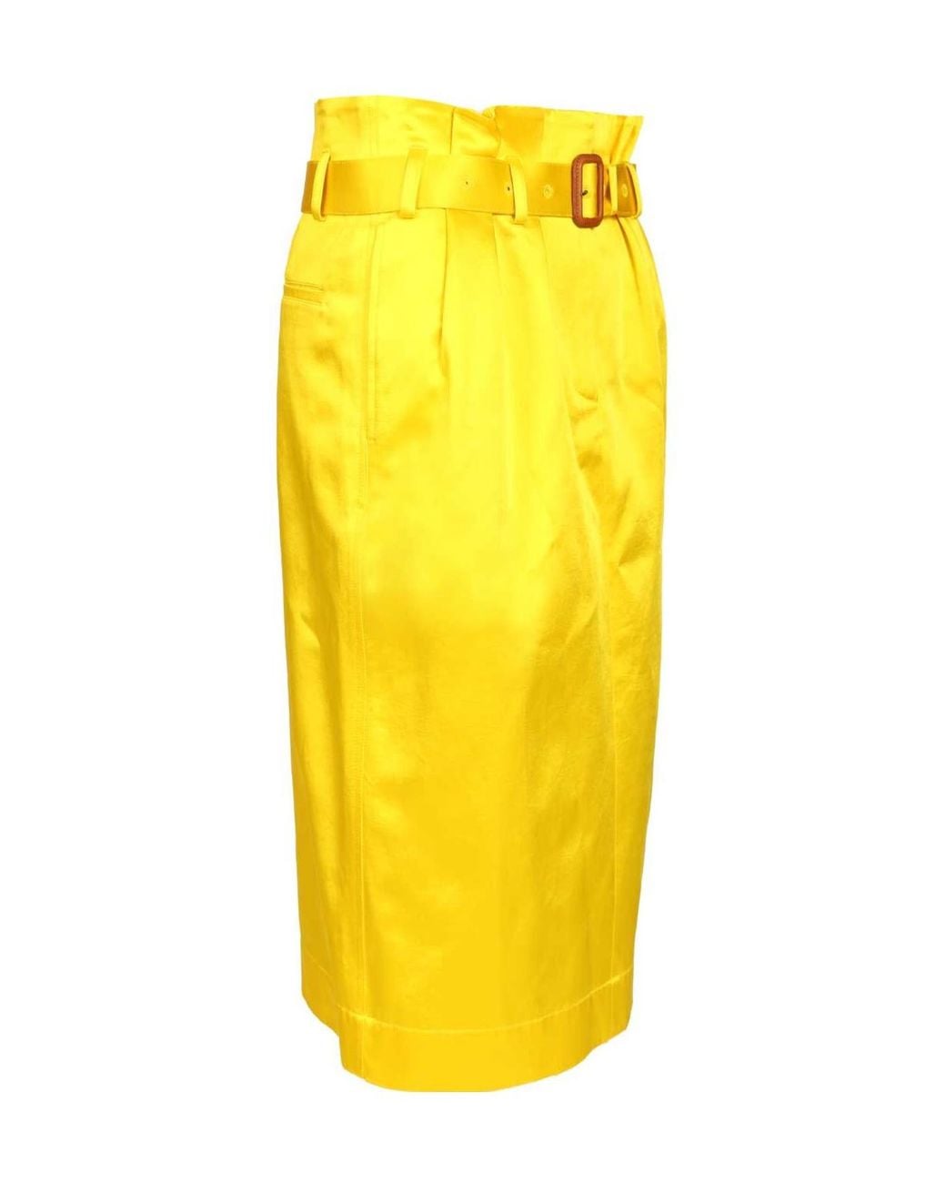 Dries Van Noten Yellow Seachy Belted Skirt