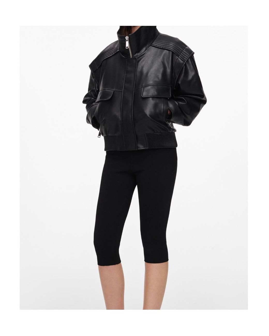 Self-Portrait Black Zip-Front Bomber Jacket