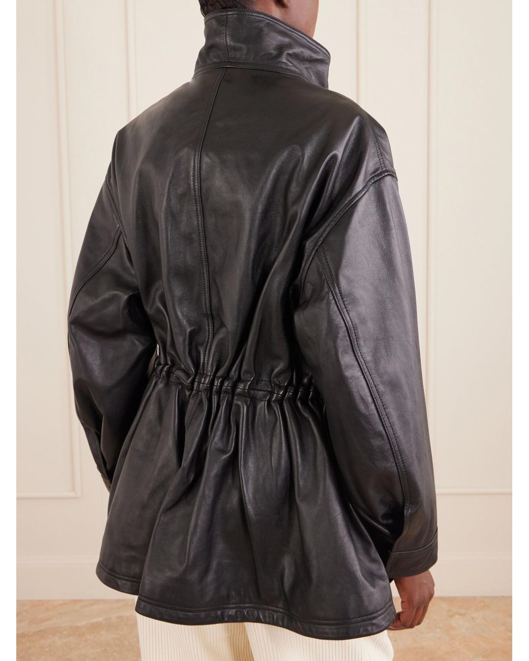 Rohe Black Gathered Leather Jacket