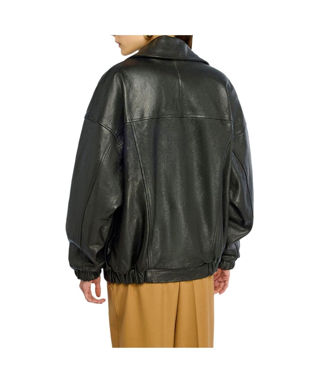 Semicouture Gray Oversized Biker Leather Jacket