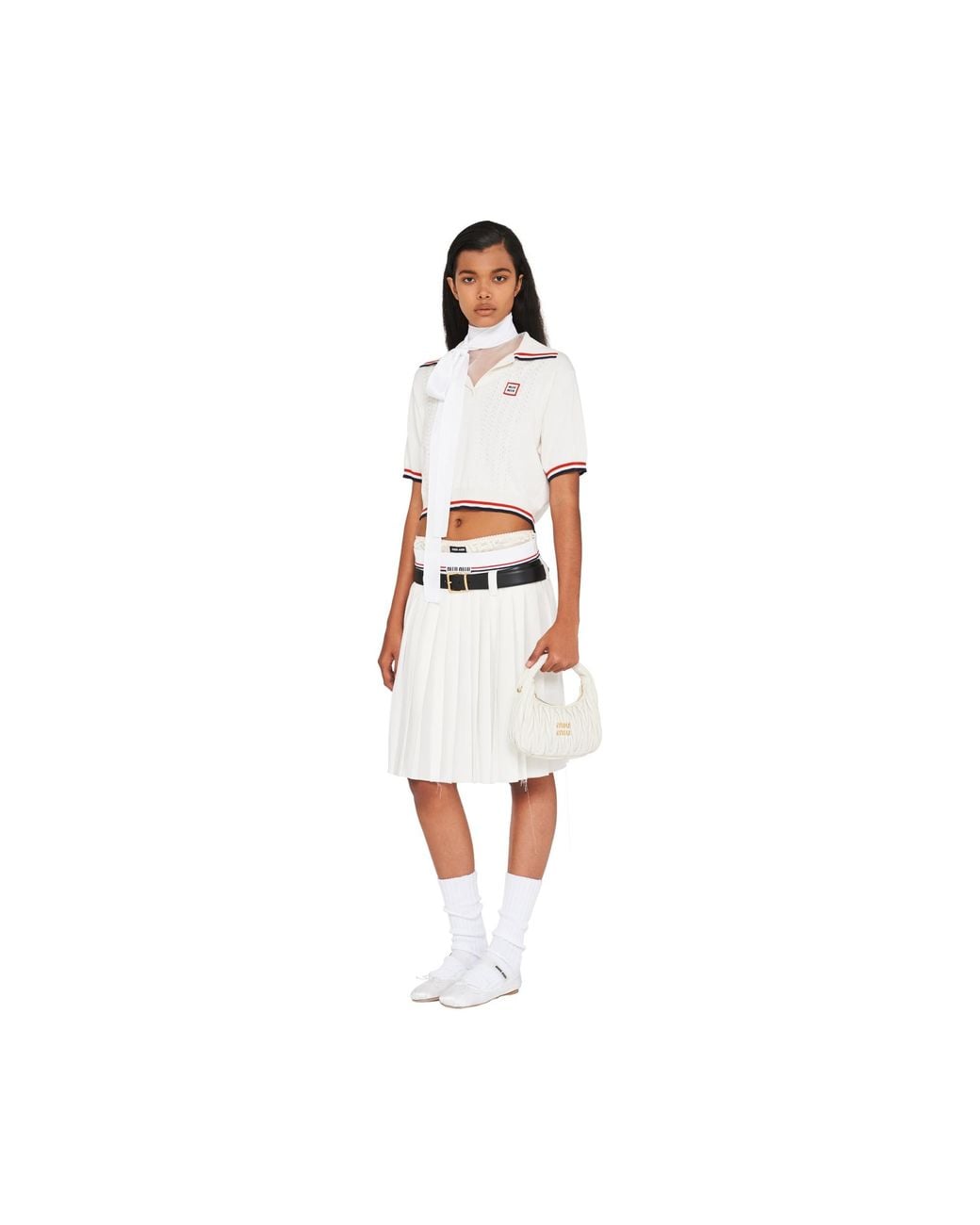 Miu Miu White Miu Wander Matelassé Nappa Leather Mini Hobo Bag