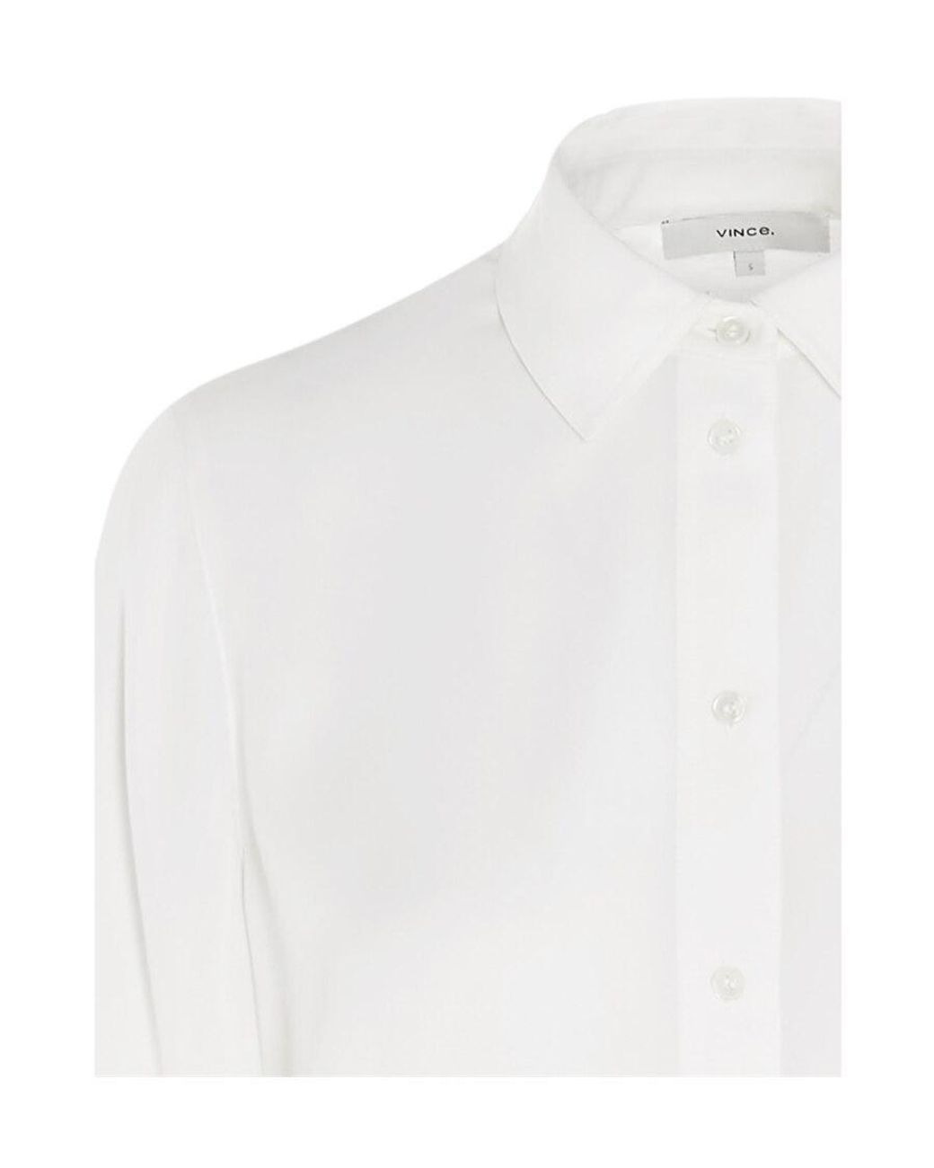 Vince White Slim Fitted Buttoned Blouse