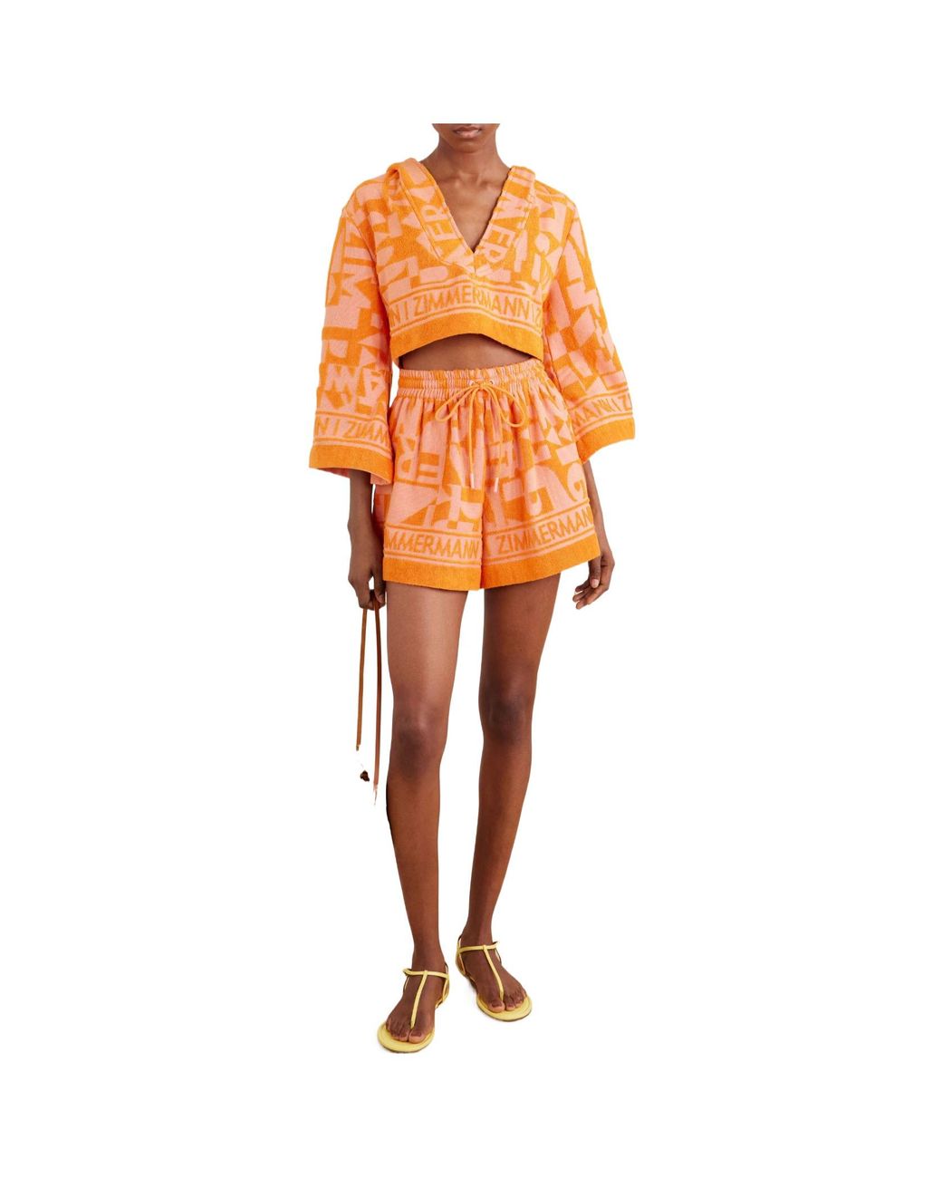 Zimmermann Orange Jacquard-Knit Cotton-Terry Shorts