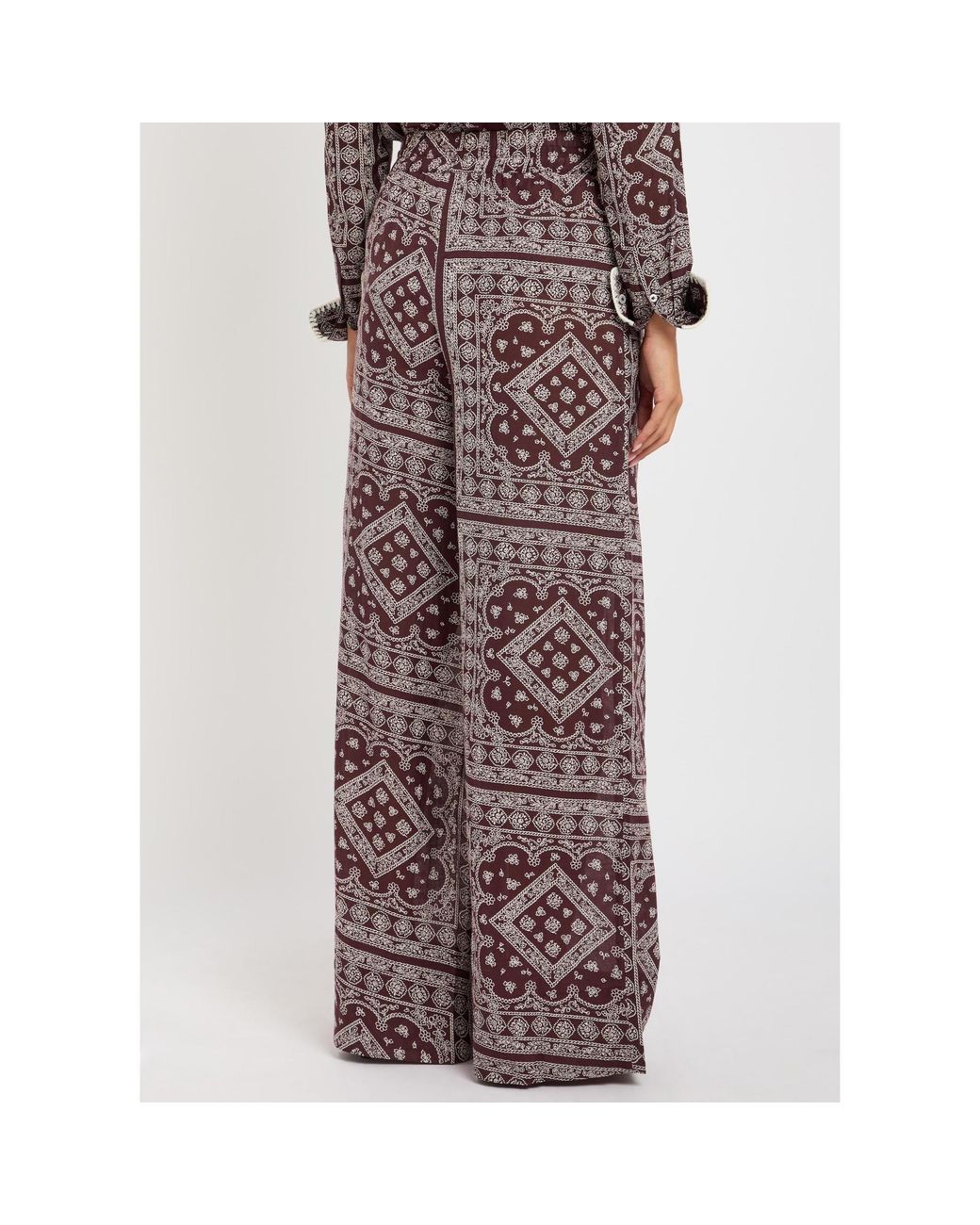 Veronica Beard Purple Cotton Relaxed-Fit Wide-Leg Trousers