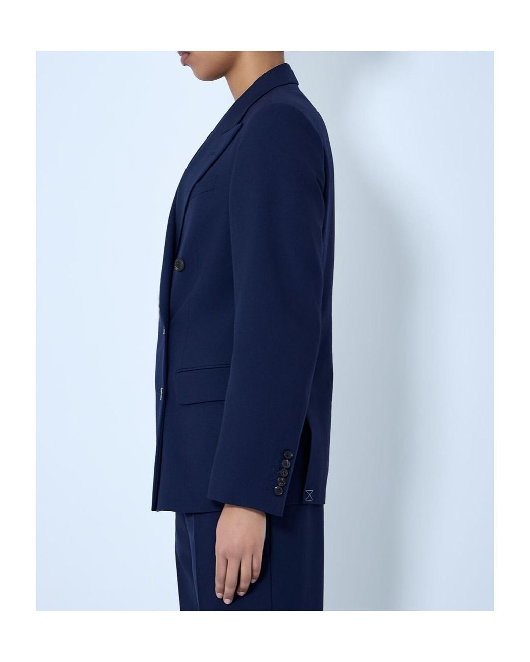 Dries Van Noten Blue Double Breasted V-Neck Blazer