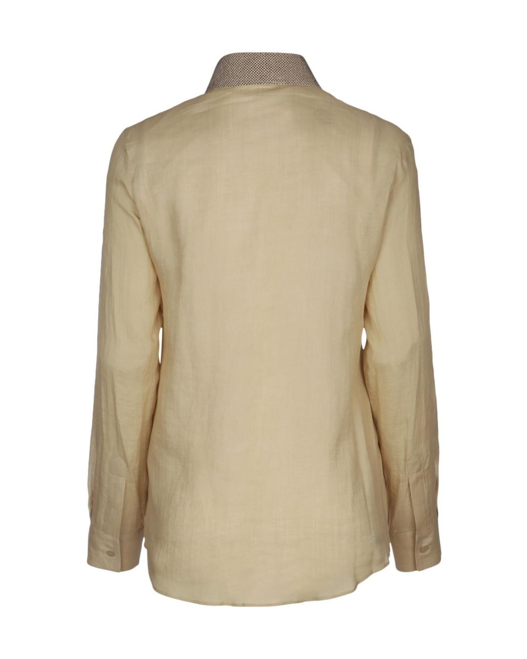 Jacob Cohen Natural Studded Collar Long Sleeve Shirt