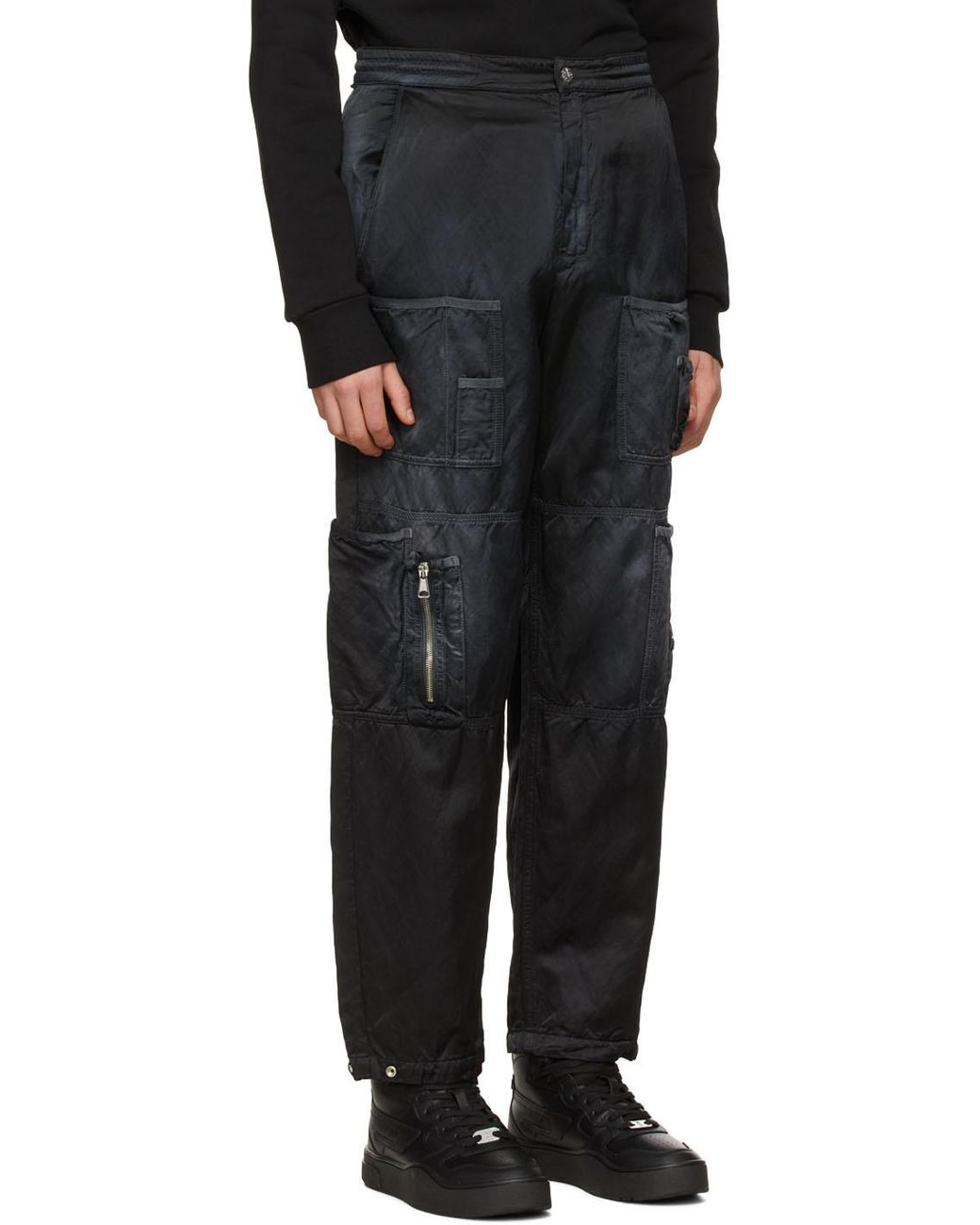 DIESEL Black Relaxed Cargo Pants for men