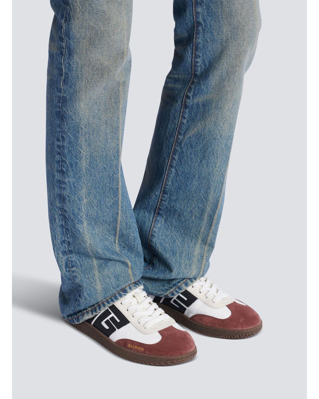 Balmain Brown Swan Suede And Nylon Trainers for men