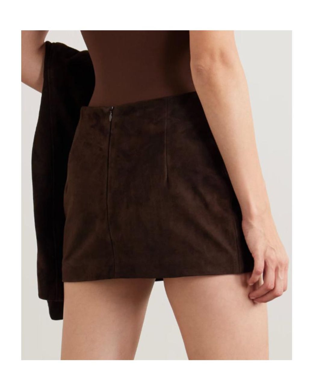 Nour Hammour Brown Avery Suede Mini Skirt