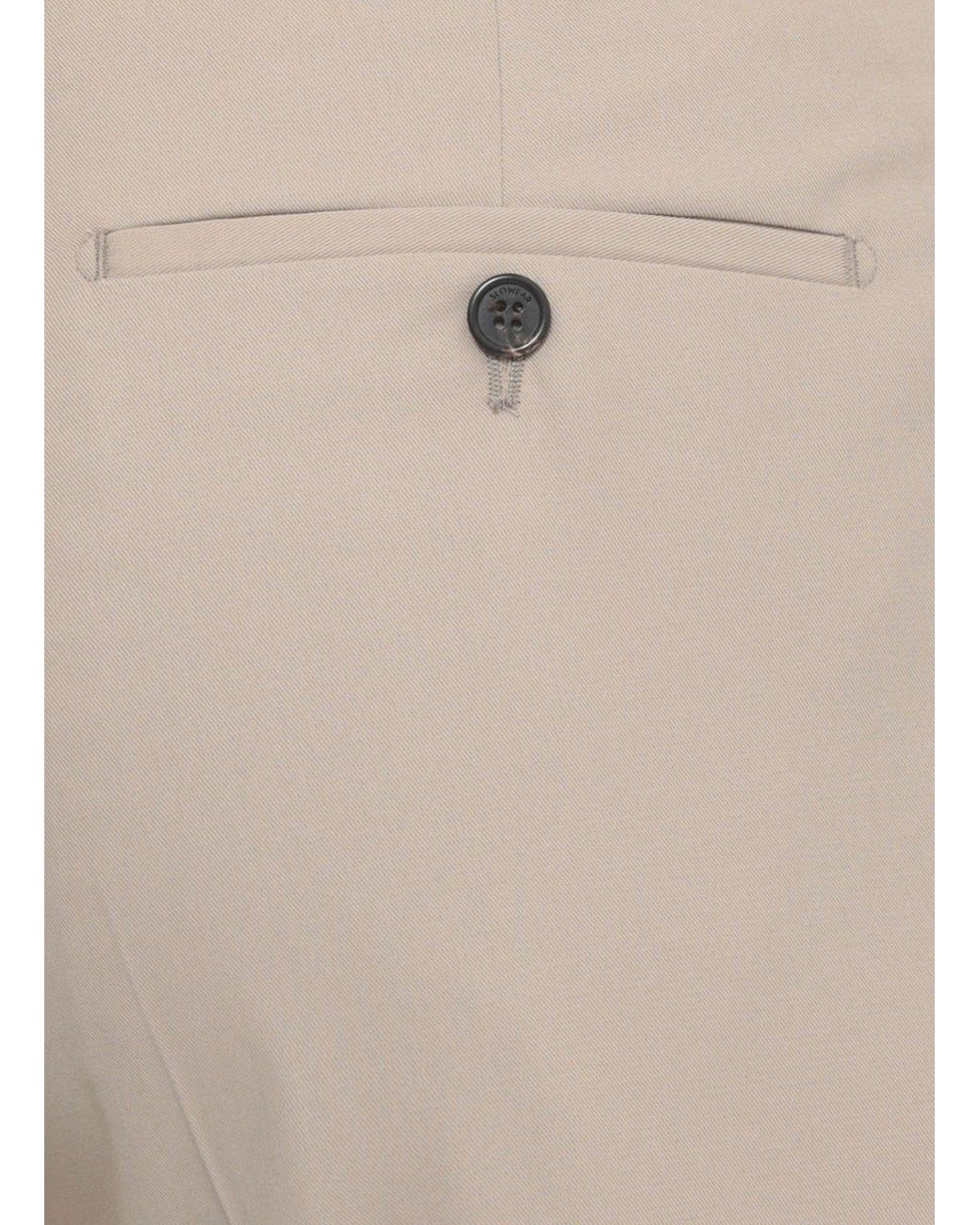 Incotex Natural Pleated Cotton Pants for men