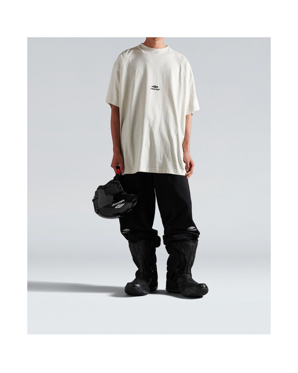 Balenciaga White 3B Sports Icon Oversized T-Shirt for men