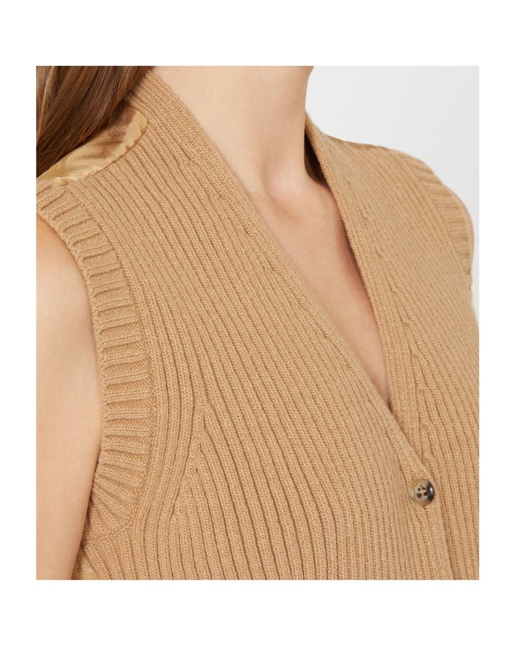 Max Mara Brown V-Neck Button-Up Gilet