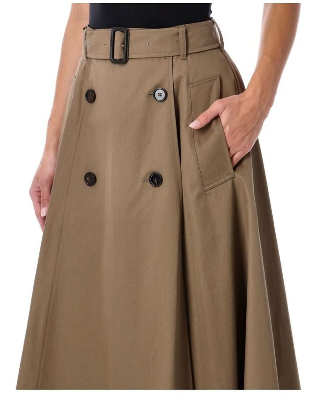 Burberry Brown Gabardine Trench Midi Skirt