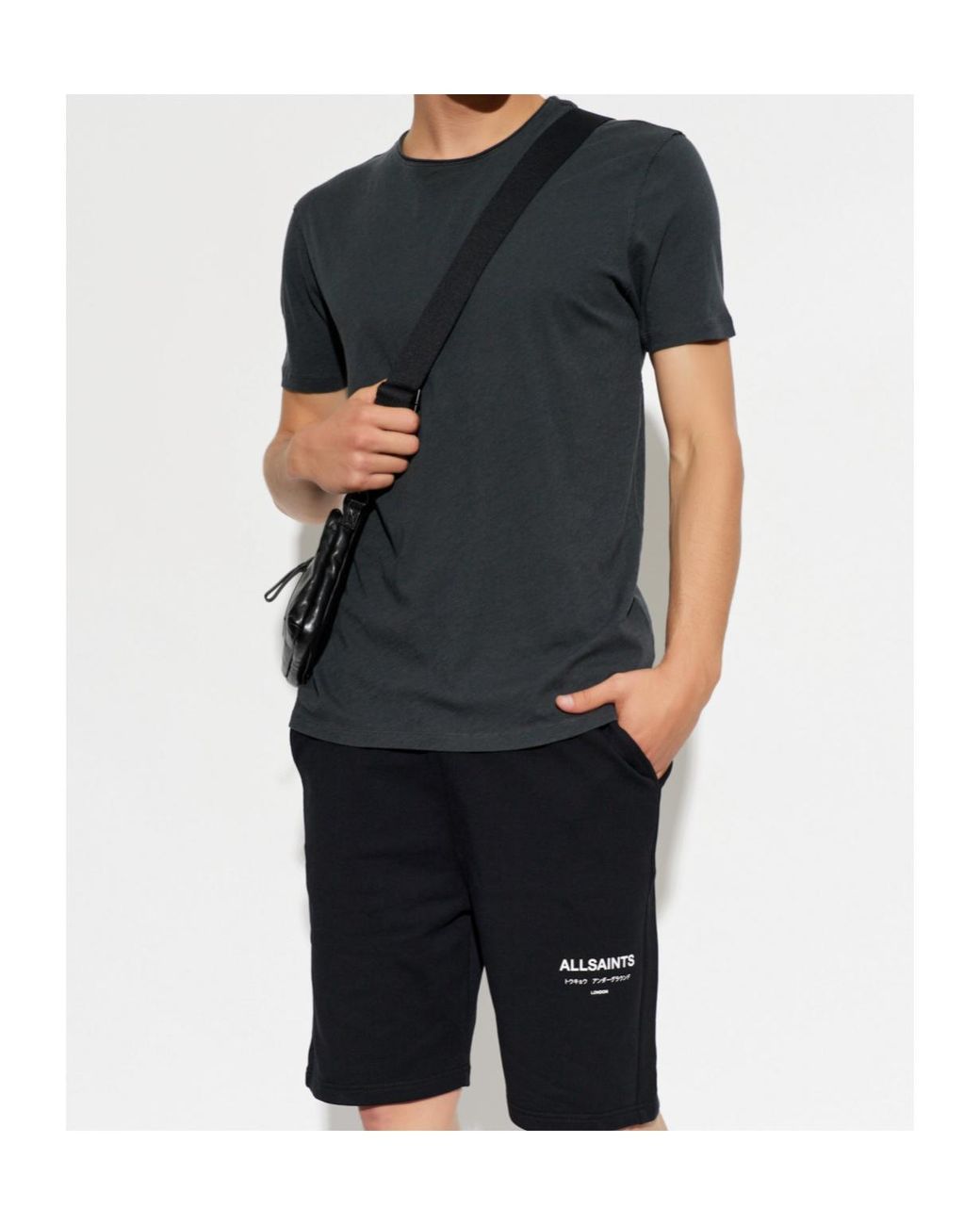 AllSaints Black Crew Neck Short-Sleeved T-Shirt for men