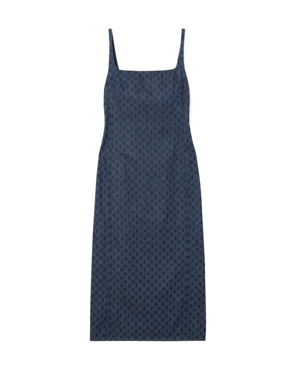 Dries Van Noten Blue Printed Denim Midi Dress