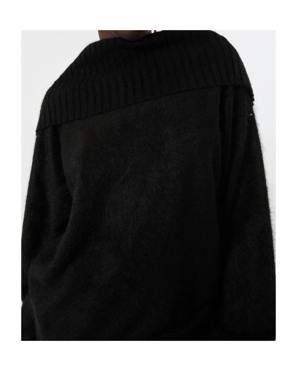 Sportmax Black Brushed Wool Sweater With A Low-Cut Back