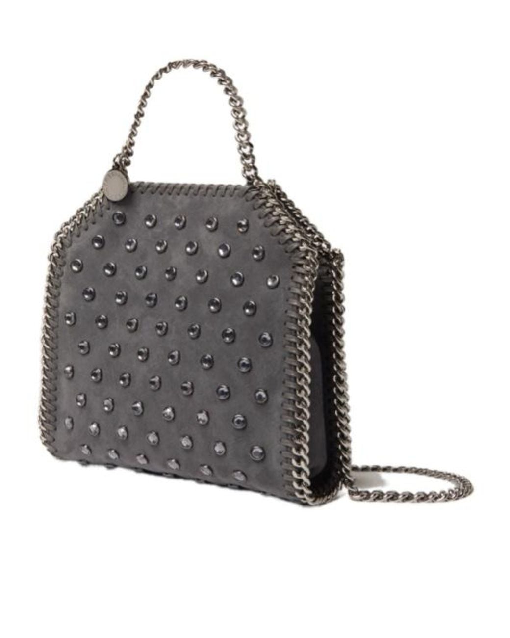 Stella McCartney Gray Falabella Crystal Stud Tiny Tote Bag