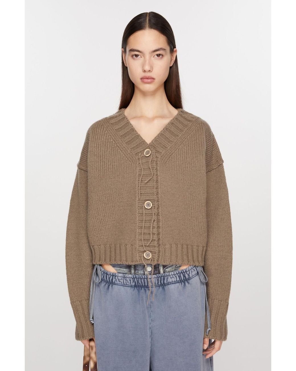 Acne Natural V-Neck Buttoned Cardigan