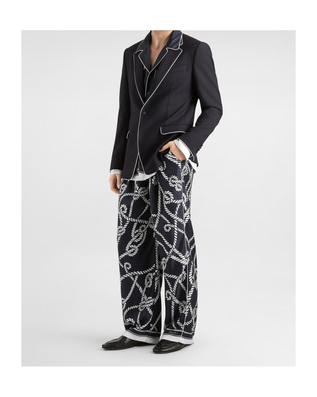 Dolce & Gabbana Blue Silk Marina Trousers for men