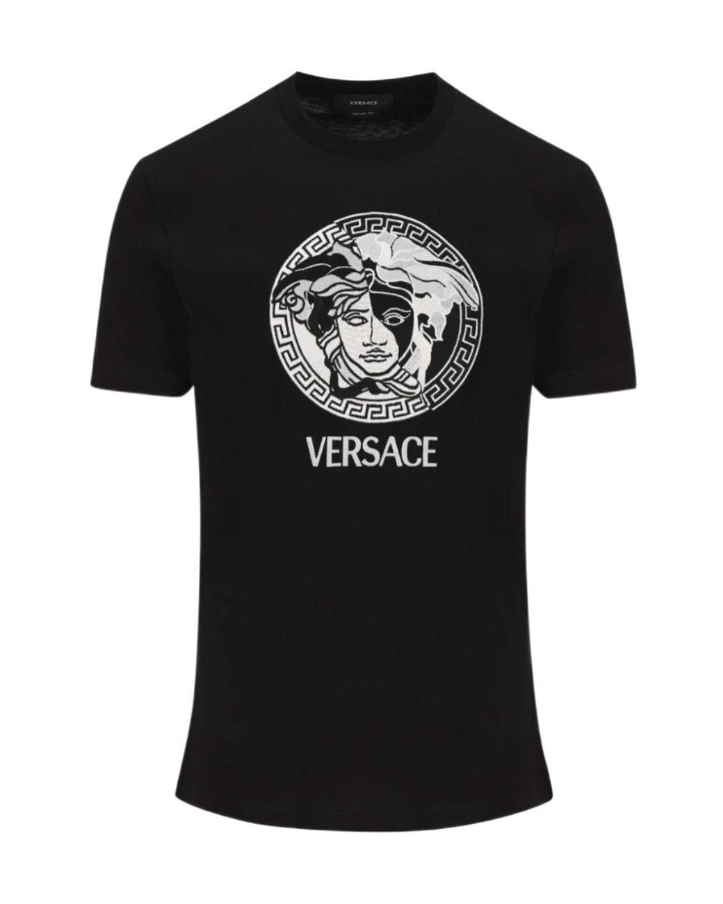 Versace Black Medusa Printed Crewneck T-Shirt for men
