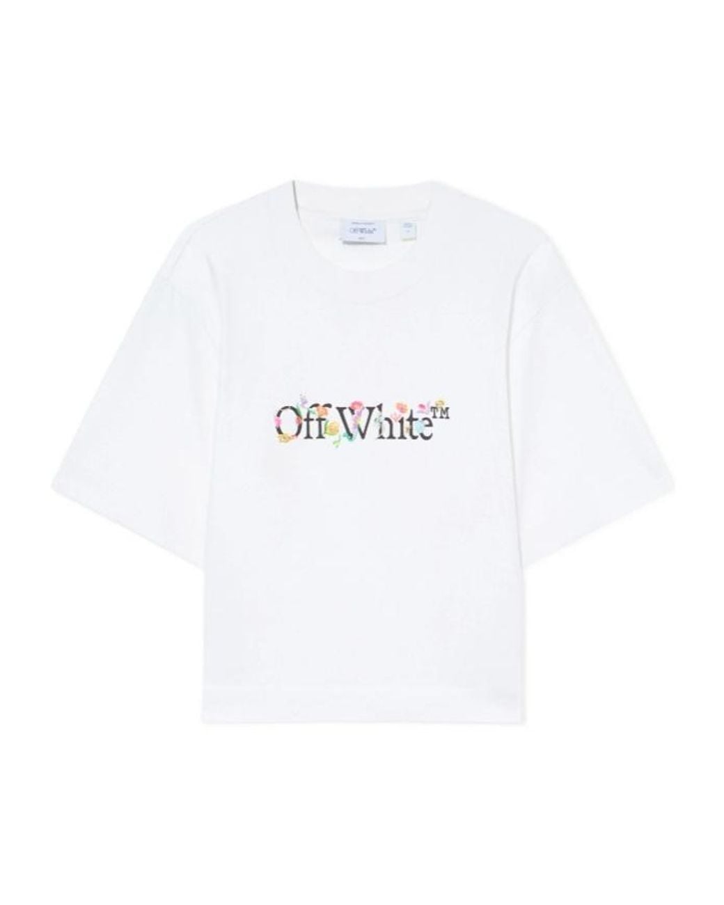 Off-White c/o Virgil Abloh White Bookish Glowing Flower Cropped T-Shirt