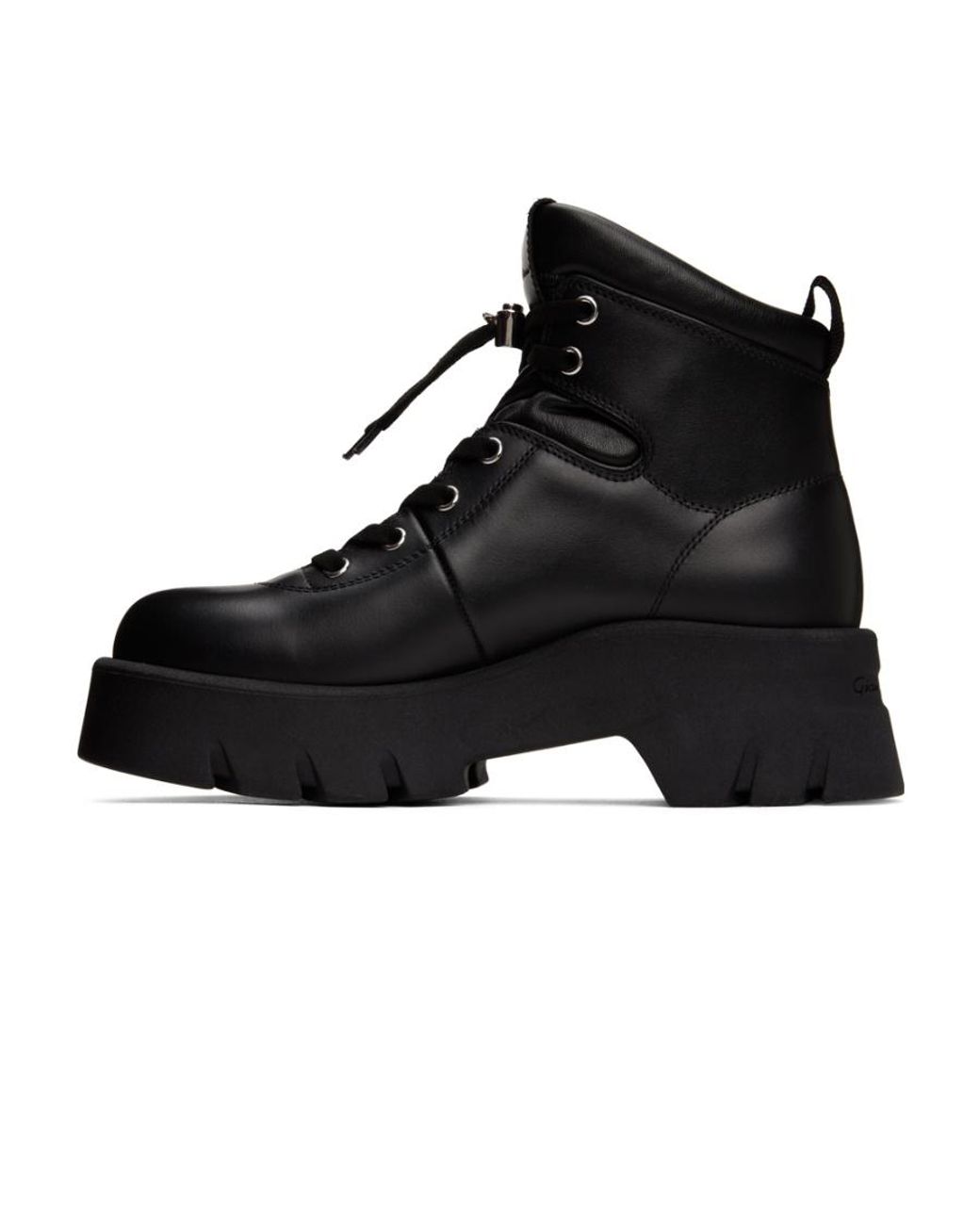 Gianvito Rossi Black Lace-Up Ankle Boots