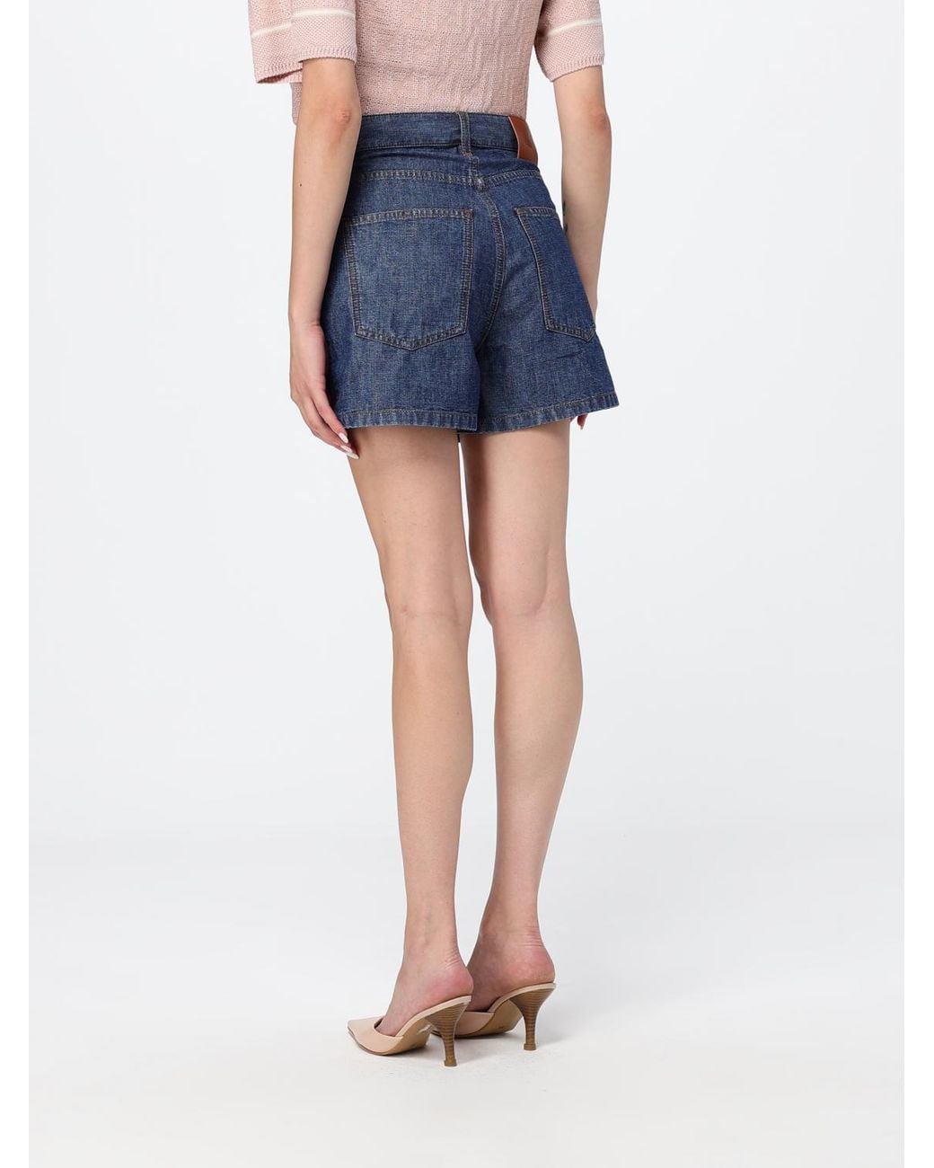 Fendi Blue Logo Patch Denim Shorts