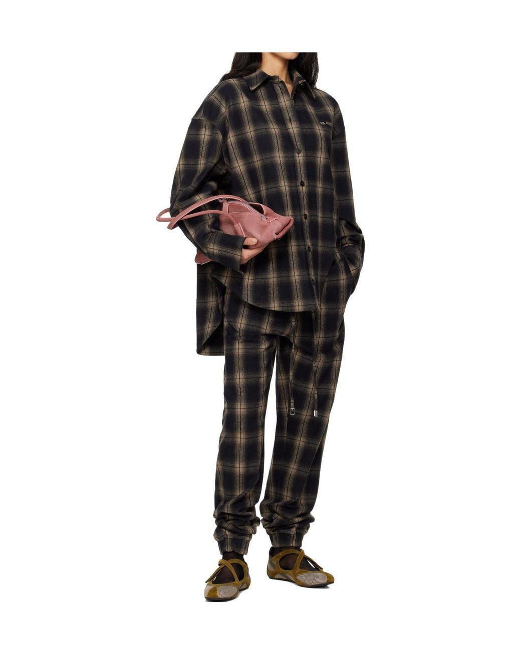 The Attico Black Plaid Casual Pants