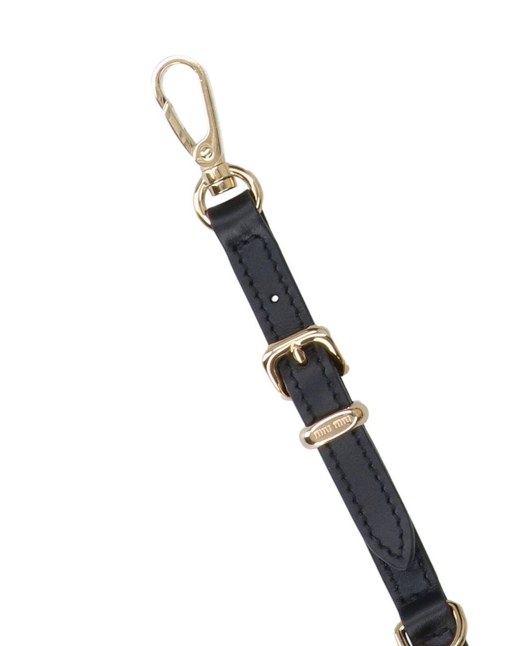 【関税&送料込】Miu Miu Cord Leather And l Trick Miu Miu Leather, Cord, And Metal Trick in Blue | Lyst
