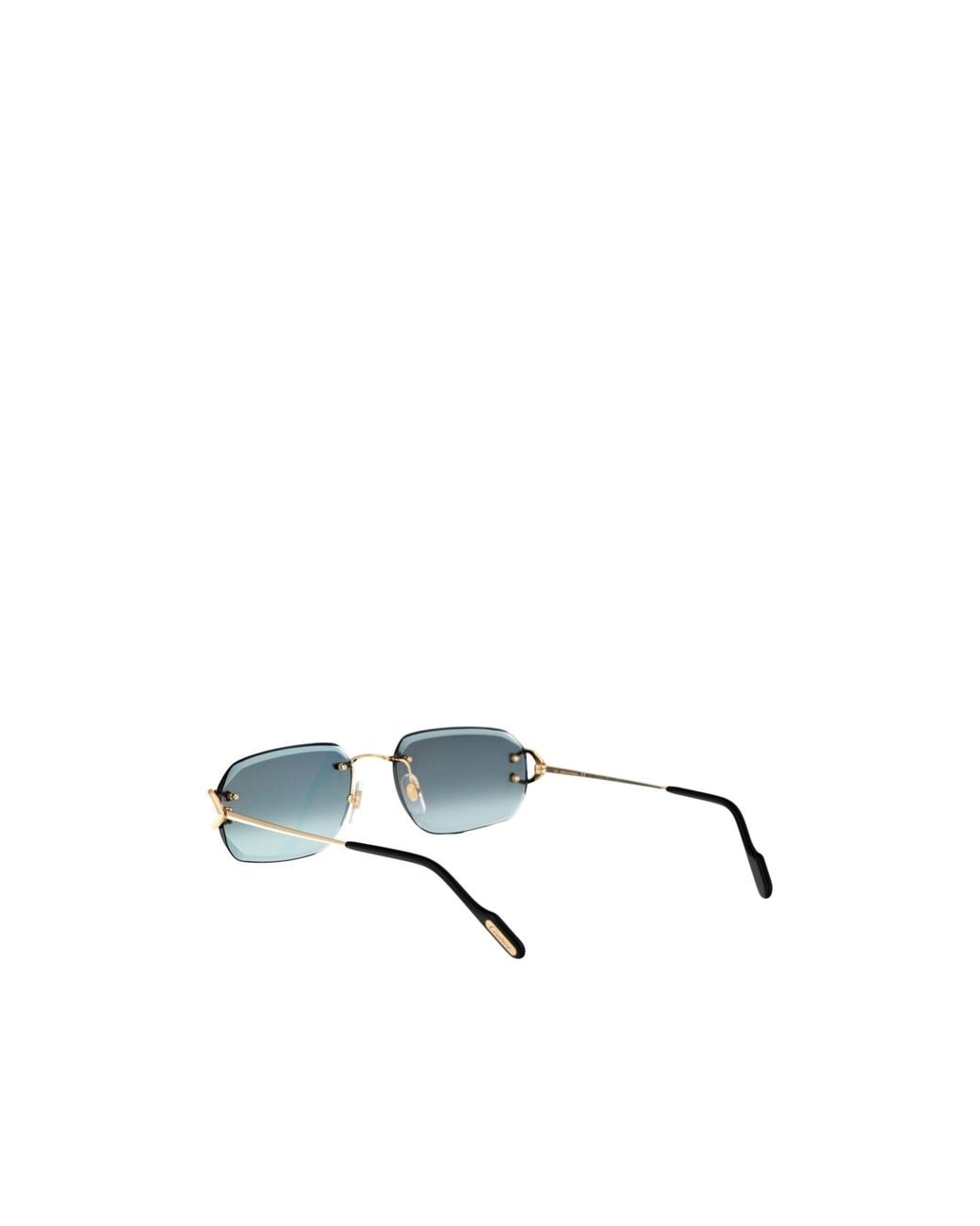 Cartier Blue Rectangle-Frame Rimless Sunglasses for men