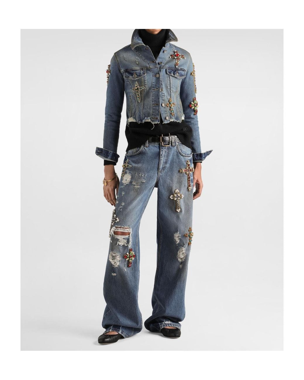 Dolce & Gabbana Blue Embellished Denim Jacket