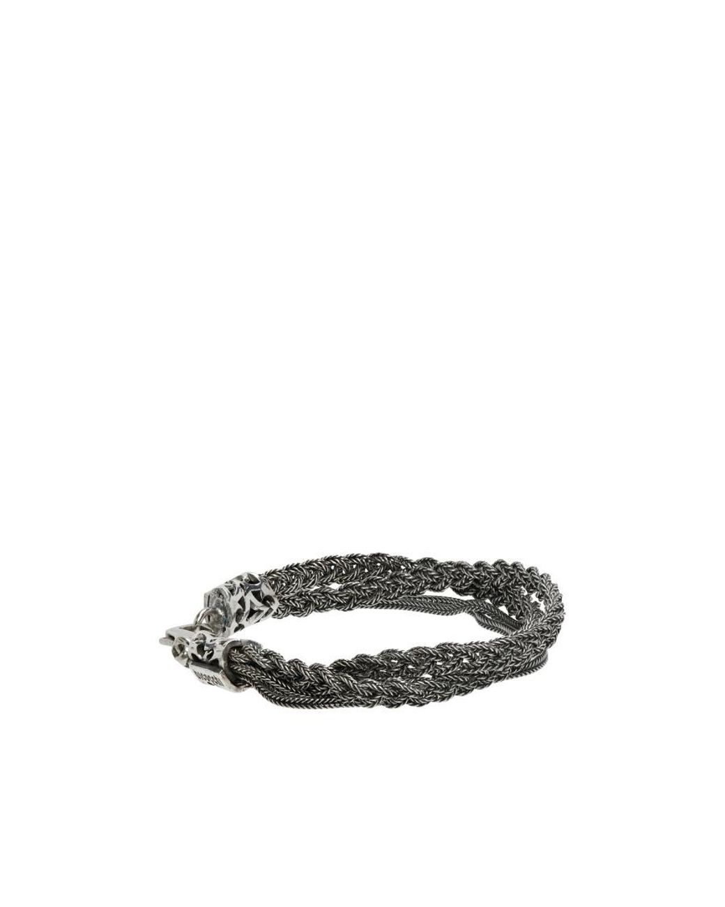 Emanuele Bicocchi White Braided Chain Bracelet for men