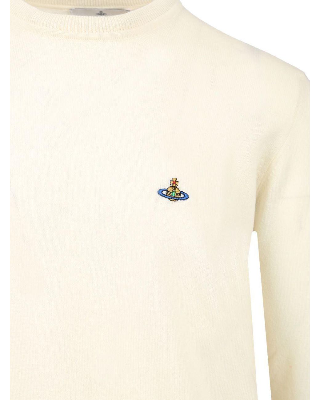 Vivienne Westwood White Orb Embroidered Crewneck Jumper for men