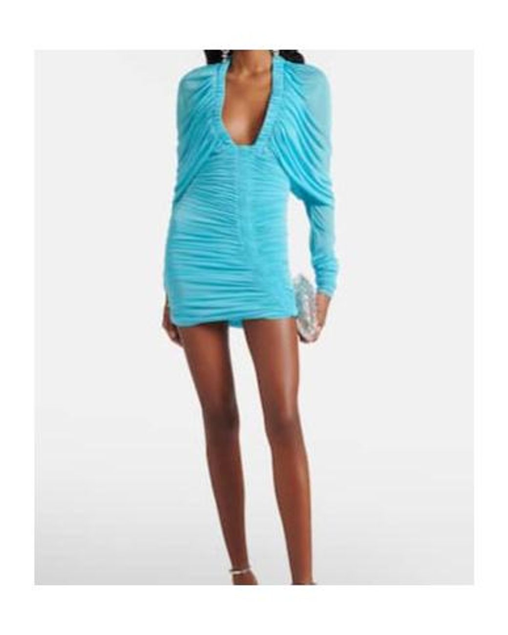 Christopher Esber Blue Orion Ruched Sheer Minidress