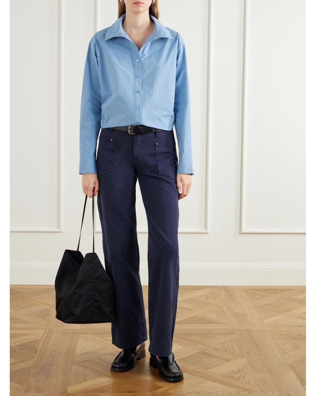 Still Here Blue Madison Cotton-Poplin Shirt