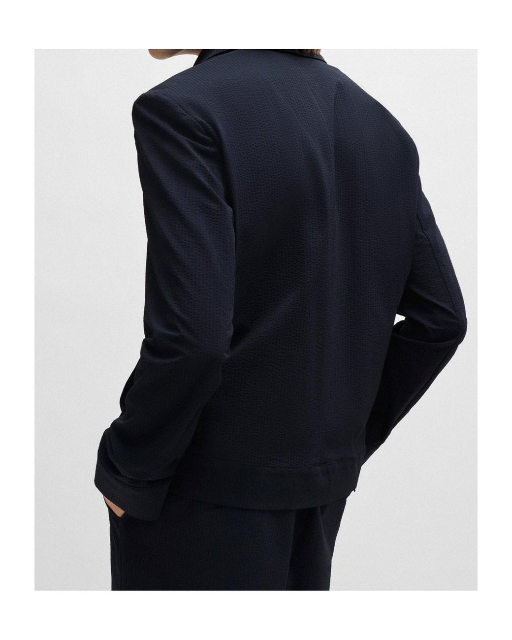 Boss Blue Long-Sleeved Casual Jacket for men