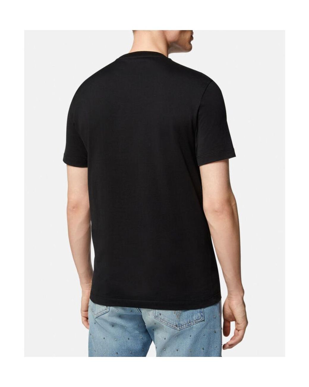 Versace Black Logo Printed Crewneck T-Shirt for men