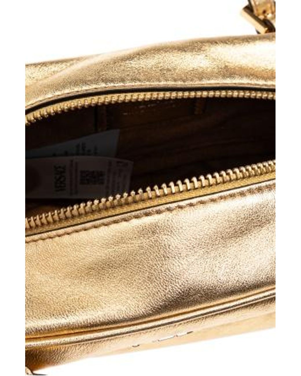 Versace Tag Bowling Zipped Mini Shoulder Bag in Metallic | Lyst