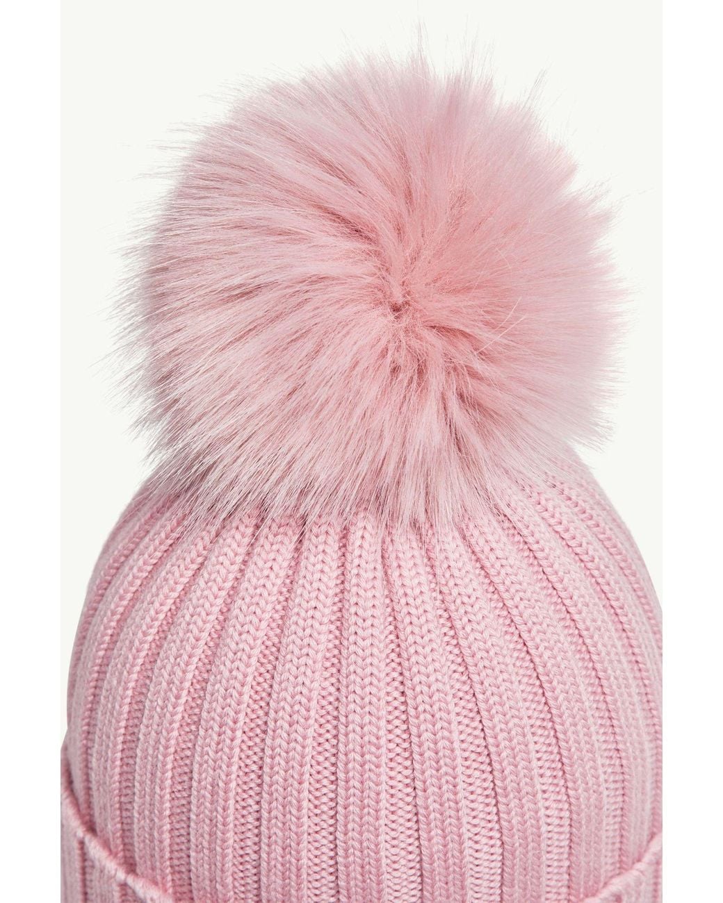 Moncler Pink Logo Patch Ribbed Beanie