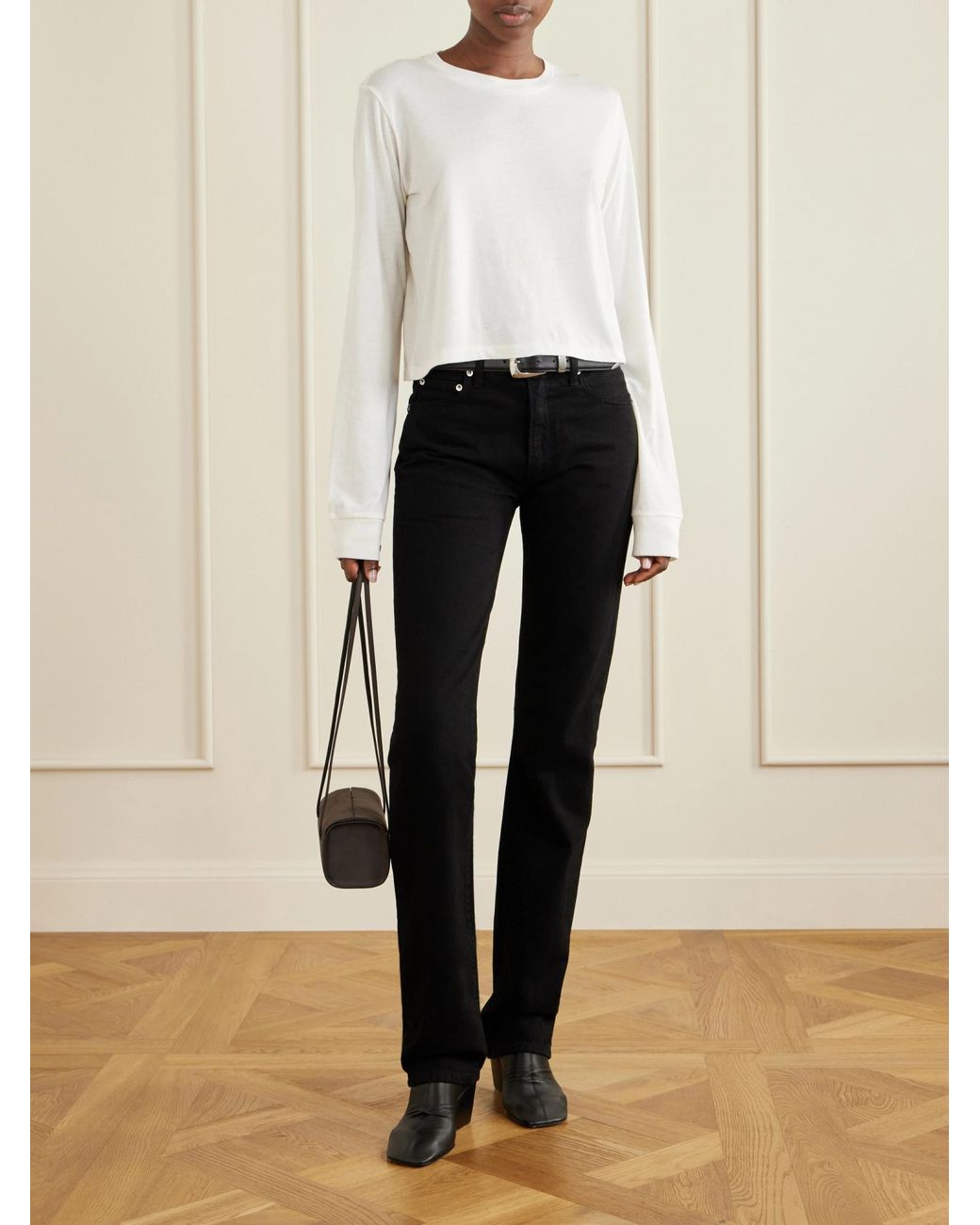 ÉTERNE Black Chloe High-Rise Straight-Leg Jeans
