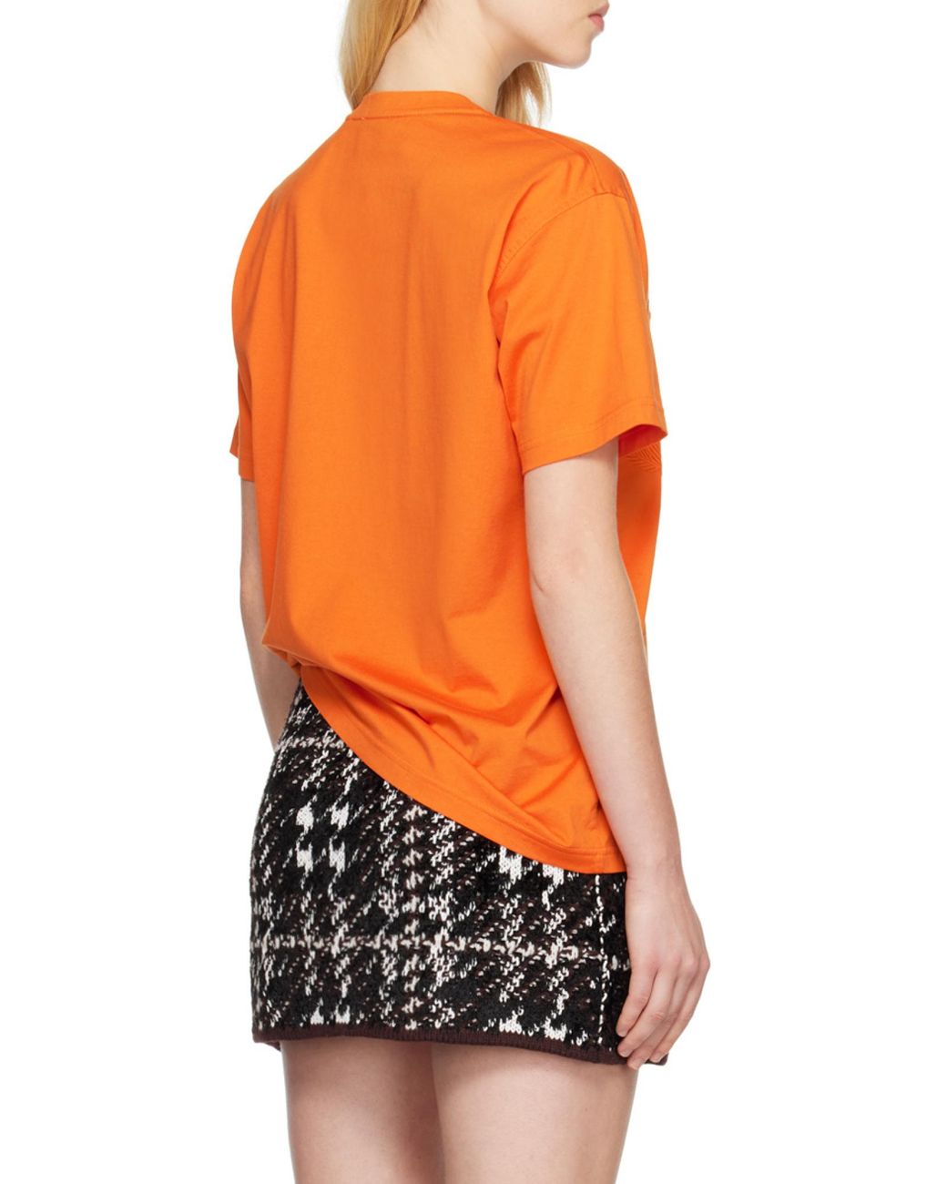 Burberry Orange Logo Embroidered Crewneck T-Shirt