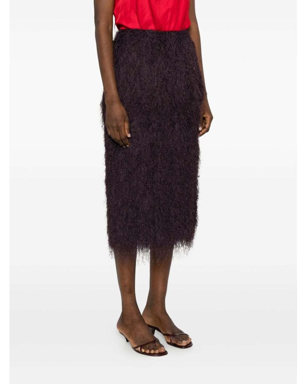 Dries Van Noten Purple Sokna Fringed Skirt