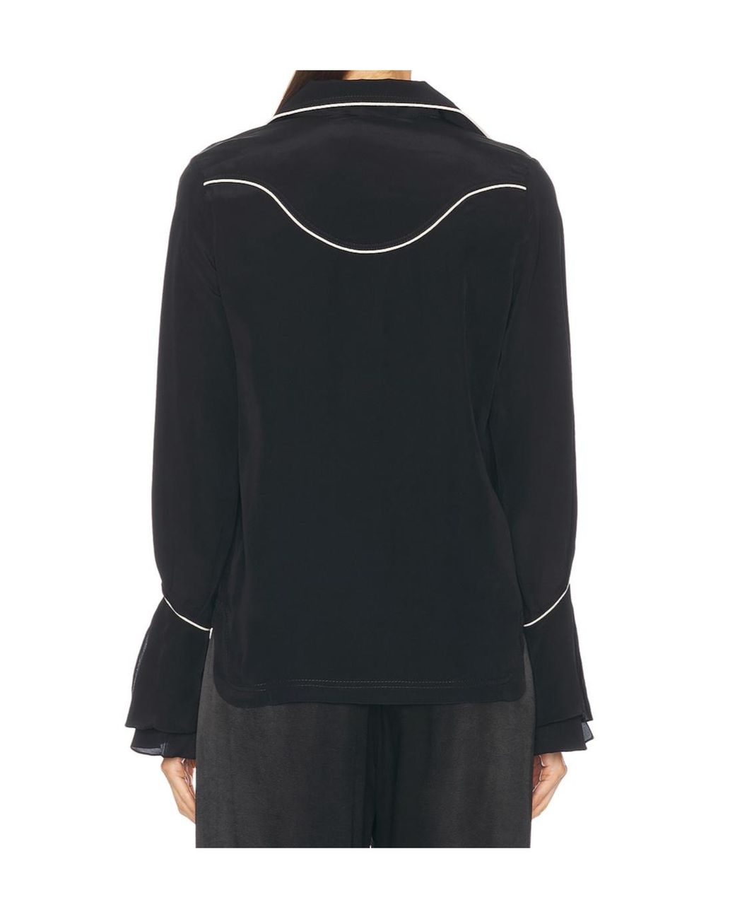 Johanna Ortiz Black Piped-Cuff Shirt