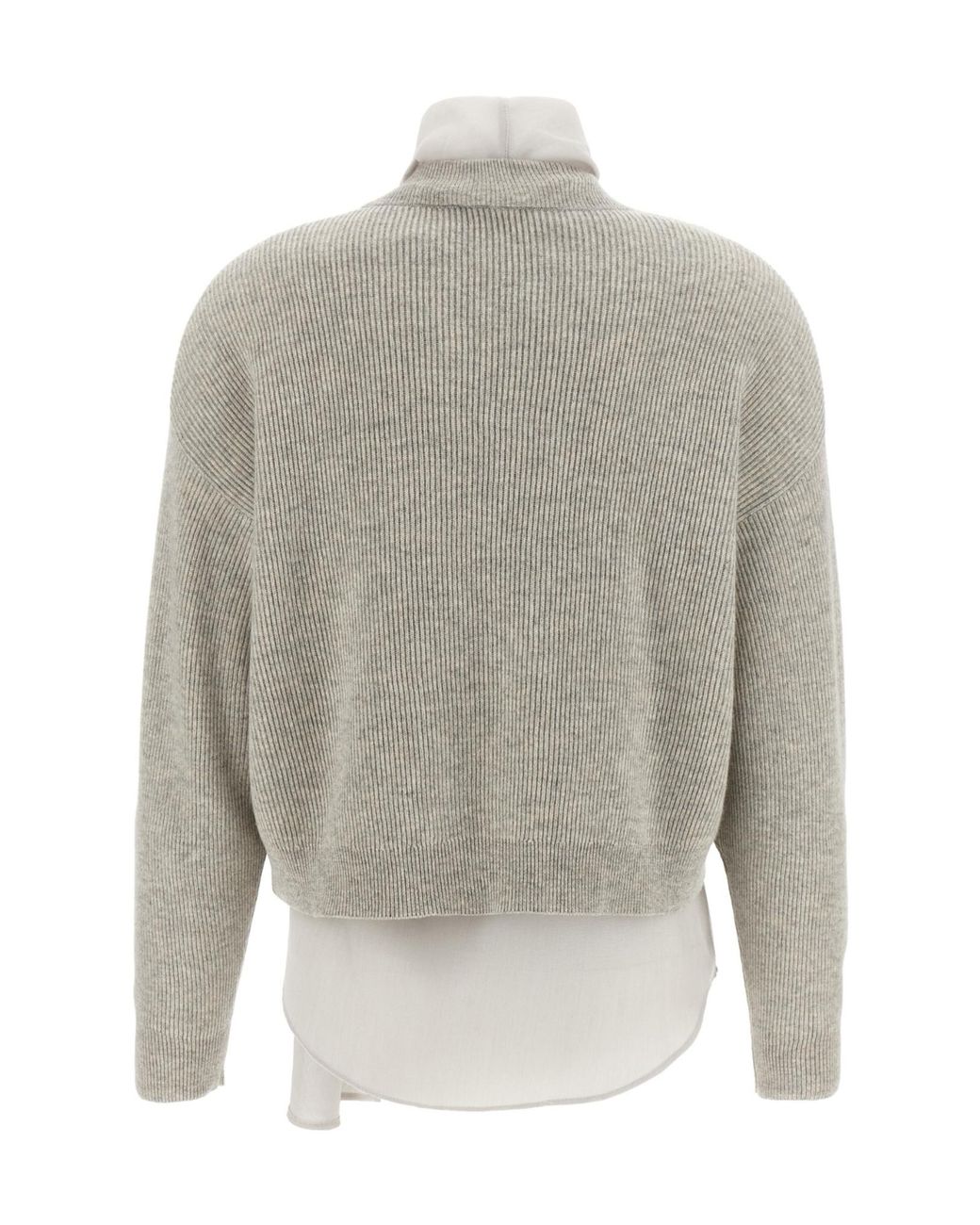 Brunello Cucinelli Gray Monile Detailed Knit Sweater