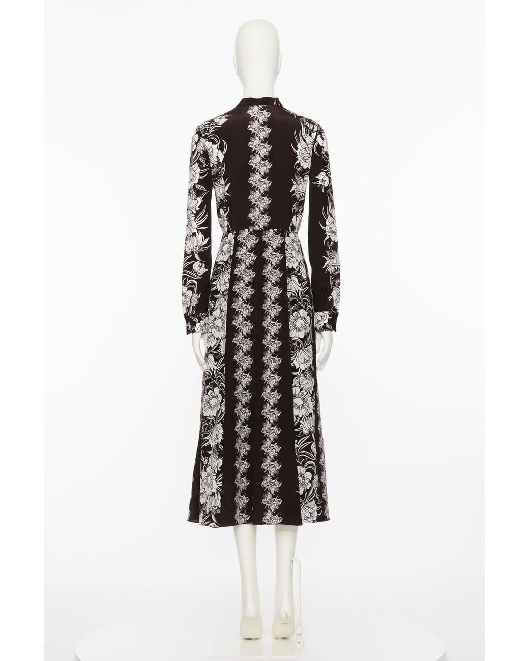 Valentino White All-Over Floral Printed Pussy-Bow Maxi Dress