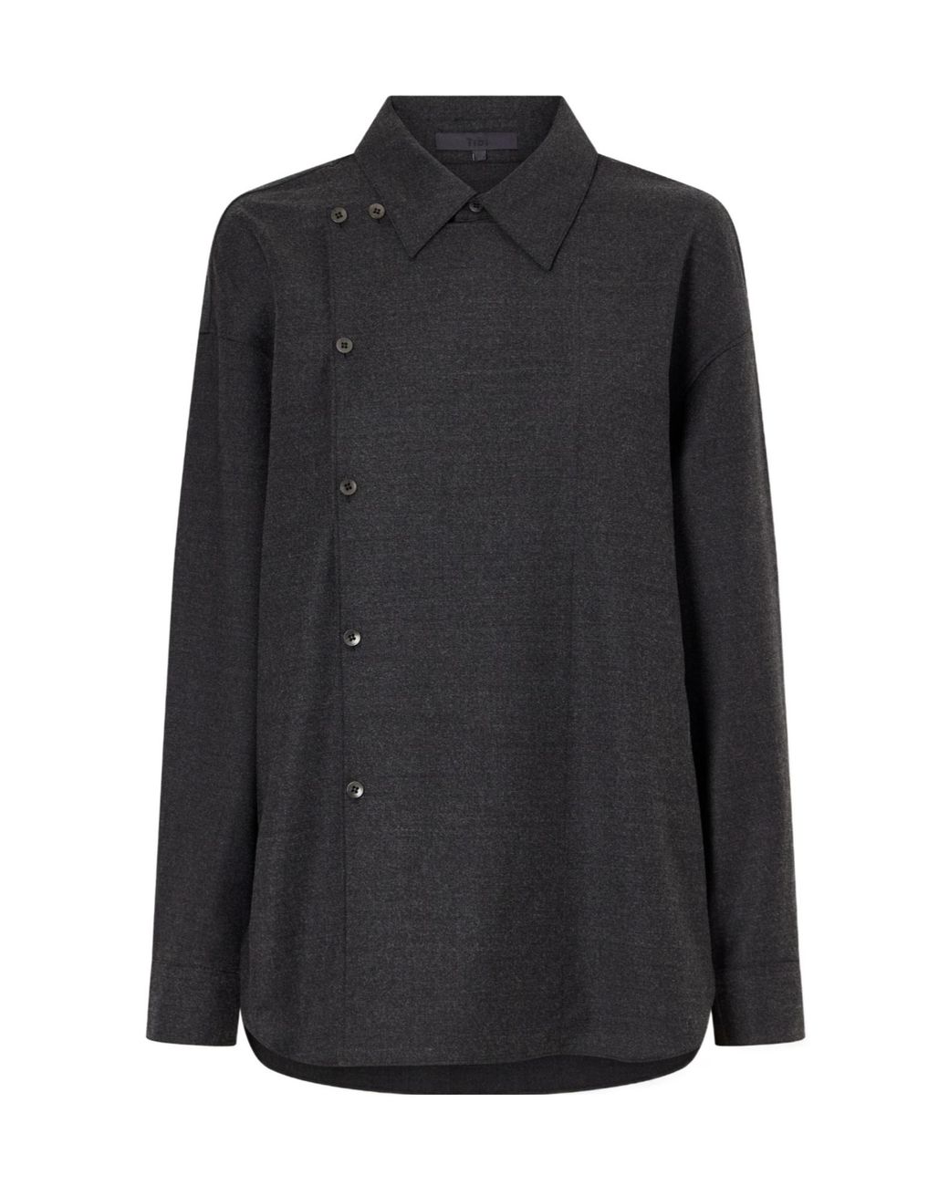 Tibi Black Wool-Blend Flannel Shirt