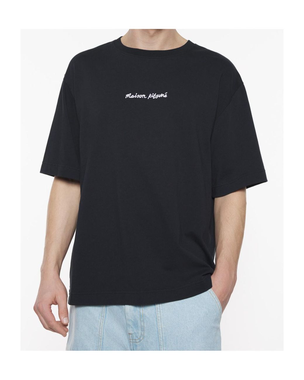 Maison Kitsuné Black Maison Kitsuné Line Handwriting Oversized T-Shirt for men