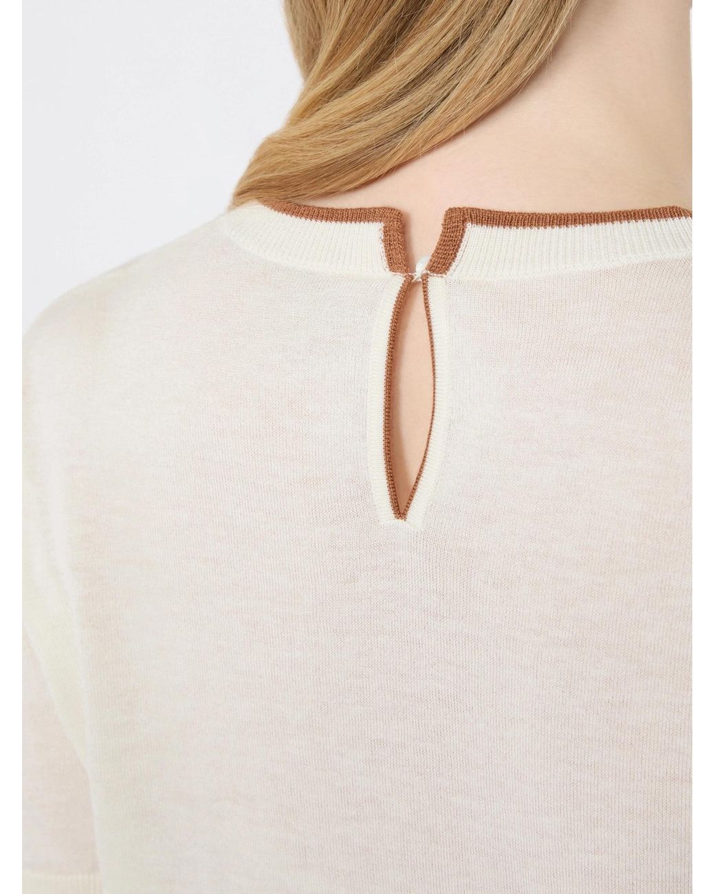 Max Mara White Contrast-Trim Short-Sleeve Top